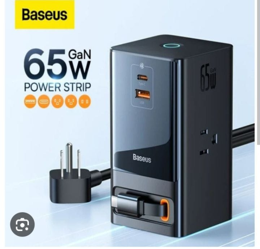 Chargeur Baseus GaN Gan5 Pro Power Combo Multiprise numérique 3AC 1U 1C Rétractable