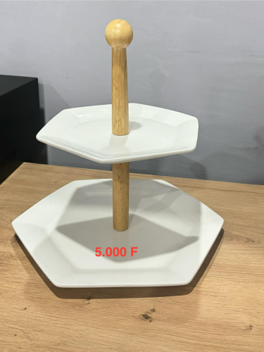 Présentoir 2 niveaux avec support en bois