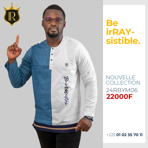 Tunique bleu-blanc avec signature
