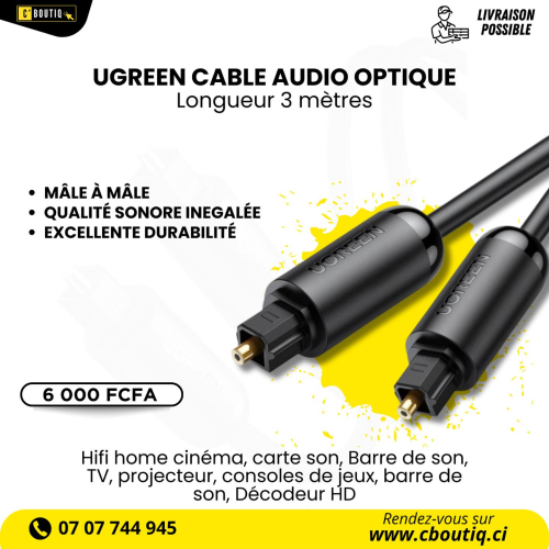 UGREEN CABLE AUDIO OPTIQUE (Longueur 3 mètres)