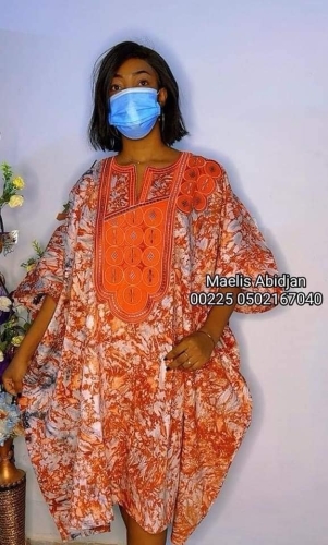 Robe en kokodunda oversize brodée _ Coton glacé